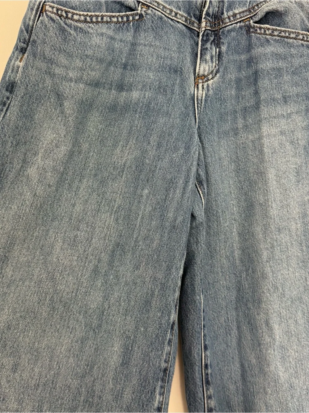 Banana Republic Wide-Leg Cotton & Lyocell Denim Trousers Sz 25 0 Light Vacation